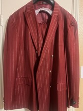 Royal Diamond Men's 3 PCS Red Double Breasted Suit Gold Stripes Style HF64 - NWT