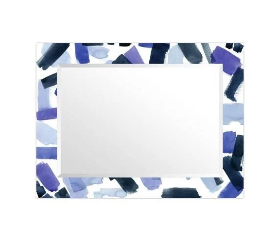 Empire Art 30" x 40" Cerulean Strokes Wall Mounted Mirror Printed Glass NEW (39C - Image 4 of 4