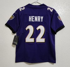 YOUTH BALTIMORE RAVENS Derrick Henry #22 Purple Stitched Jersey SZ M (10/12) NWT