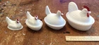 (3) Hen on Nest- Vintage Westmoreland Milk Glass w Red Comb & Unmarked Unknown