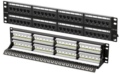 10Gbps Cat6A Patch Panel, 48-Port RJ45 Ethernet Patch Panel for 19'' Rackmount...
