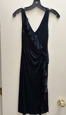 Auth Versace Black Ruffle Knee length sleeveless  Jersey Dress Sz 38