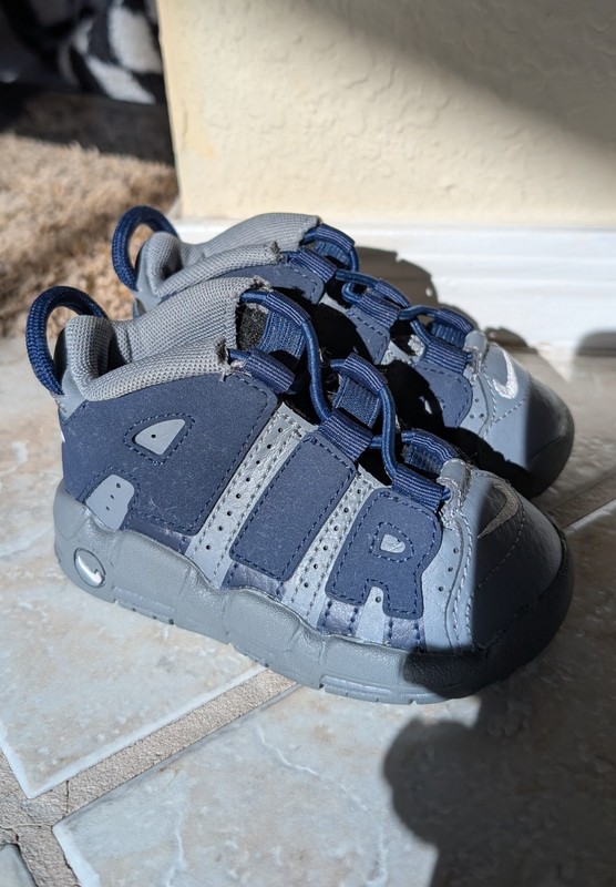 Nike Air More Uptempo 96 TD Georgetown Hoyas Grey Navy 5C Kid's
