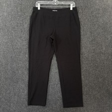 Eileen Fisher Pants Women's Small Petite Black Ponte Tapered Leg Pull On Stretch