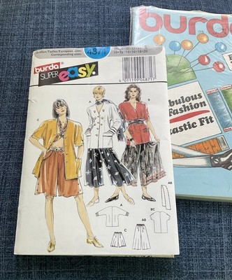 Misses jacket and pants pattern, Burda 4871, sz: 10-20, UNCUT c1991, vintage 