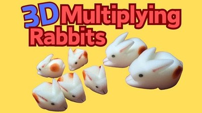 3D Multiplikierende Kaninchen (7 Stück Mama und Pop mit 5 Babys) Set