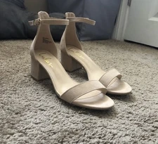 Lulus Taylor Natural Suede Ankle Strap Heels size 8 NEW