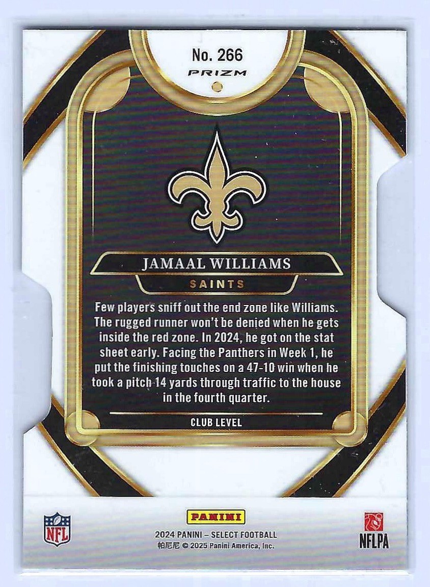 値下げ　新品 シムス 24-25BOWL SQUAD-JP LTD COLOR 2024 Panini Select Silver Club Level Die Cut JAMAAL WILLIAMS #266