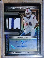 2023 Panini Obsidian James Cook MATRIX MATERIAL Patch Auto 7/10 Buffalo Bills