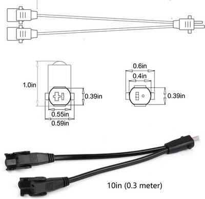 2pc Lift chair power supply 2Pin Splitter Y-Cable for Okin Limoss Power Recliner