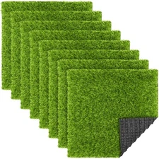 8 Packs 12 x 12 Inch Artificial Grass Mat Squares Synthetic Garden Grass Tile...
