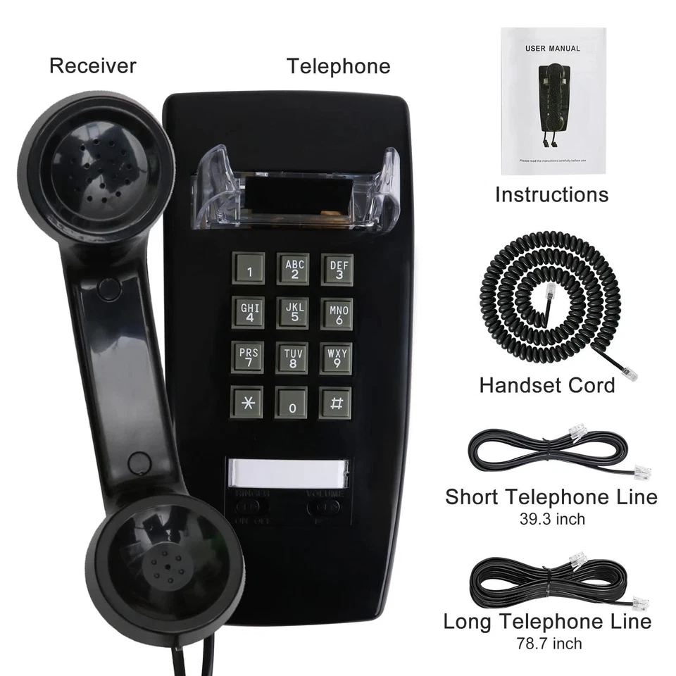 Retro Wall Phones for Landline with Loud Mechanical Ringer Vintage Wall Mount... - Image 4 of 4