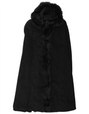 Vintage Womens Hooded Cape Coat One Size Black BH13