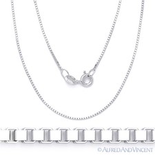 0.7mm Classic Box Link Italian Chain Necklace in Solid 925 Italy Sterling Silver