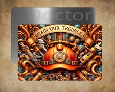 DRAIN YOUR TROUBLES - PLUMBERS 8" x 12" metal sign Made in USA