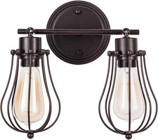 Industriale Applique Da Parete Rustico Muro Luci Wire Cage Regolabile E27 Socket