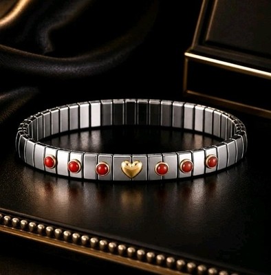 Armband Nomination Stahl Und Gold 18k 750 Mls. Corazón. 6 Corales. 18 CM