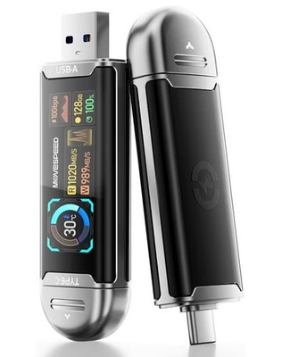 MOVE SPEED 128GB USB Drive with Smart Display 1090MB/s USB 3.2 Gen2 and Type C S