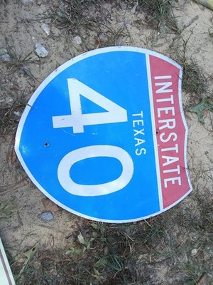 Authentic Retired Texas Interstate 40 I-40 Reflective Aluminum Highway Sign