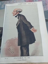 Antique 1873 Vanity Fair Print Statesmen # 141 John Stuart Mill MP
