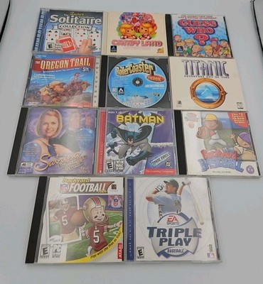 Lot Of 11 Vintage Windows PC Computer Games- Roller Coaster Tycoon Oregon Trail