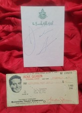 Jackie Gleason Autograph Beverly Hills Hotel Note Pad Sheet  with  Check