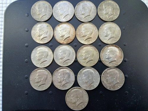 Lot of (17) Kennedy Half Dollar (1965 - 1969) -  40% Silver Coins - Fine to EF