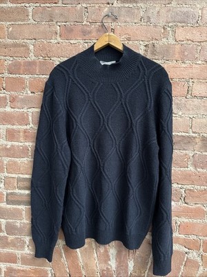 Corneliani Men s Mock-neck Sweater, Sz 50, Deep Navy Wool/Cashmere, Italy