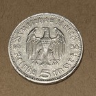 1936-D German 5 Reichsmark Silver Hindenburg Coin Third Reich — photo 5