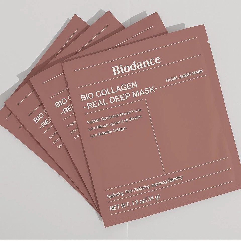 BIODANCE Mascarilla Profunda Real Bio-Colágeno, Mascarilla Hidratante Durante la Noche de Hidrogel 4 Hojas Foto 3 de 4