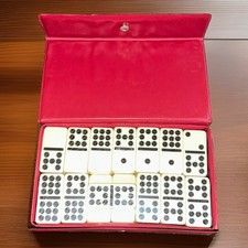 Vtg Double Nine Dominoes By Cardinal New in Original Red Vinyl Case 55 Pieces