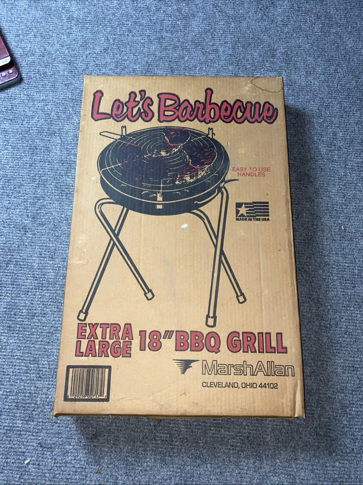 Vintage Marsh Allen Let’s Barbecue XL 18” BBQ Grill Fold-a-matic NOS Collectable