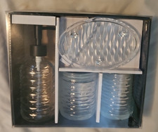 Bathroom Essentials 4pc Bath Accessory Set: Dispenser/Tumbler/Soap Dish/Holder