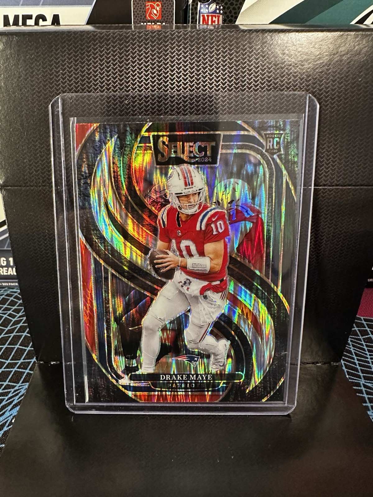 2024 Panini Select Premier Prizm #113 Black/Red Shock Drake Maye Rookie Patriots