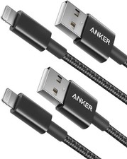 3 m Anker Iphone USB-A 3.1A Charging Cable - Black Nylon Braided Cable