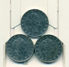 3 DIFFERENT 50 LIRE COINS from ITALY (1970, 1971 & 1972)