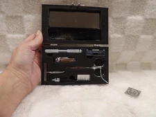 Gentleman’s Travel Grooming Kit Stainless Steel Case Mustache Beard Nail Care