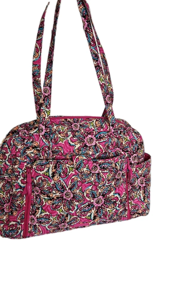 Bolsa de pañales Vera Bradley Stroll Around para bebé Sunburst floral rosa azul grande Foto 2 de 4