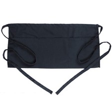 Waist Apron with 3 Pockets Black Waitress Waiter Server Short Aprons