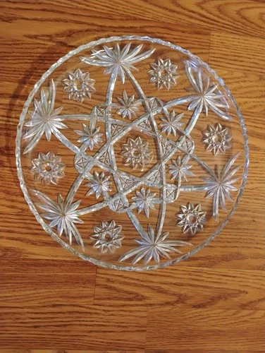 11" - Vintage Anchor Hocking Serving Platter - Prescut Glass - Star of David