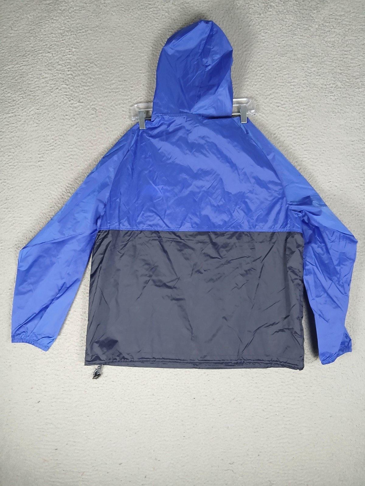 Harriton M750 Packable Windbreaker Jacket Mens M Blue Black Colorblock Hooded - second product detail image