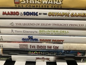 Assorted Video Game Lot Of 9 Wii, Xbox, Xbox One,Microsoft PC 9 Cases, 6 Manuals