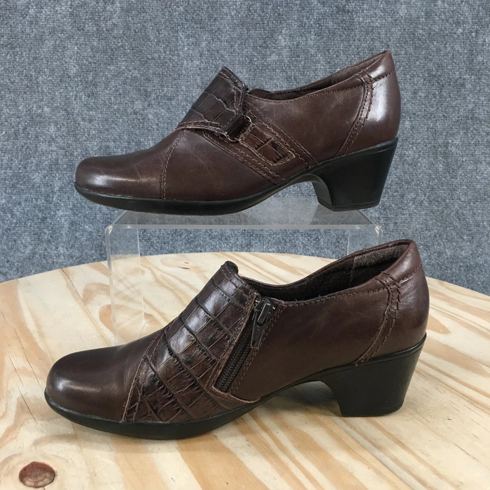 Clarks Botas Bendables Mujer 6 M Botín Cuero Marrón Estampado Cocodrilo 62732 Foto 2 de 4