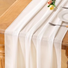 10ft Ivory Chiffon Table Runner 29x120 Inches Wedding Runner Sheer Thanksgivi...