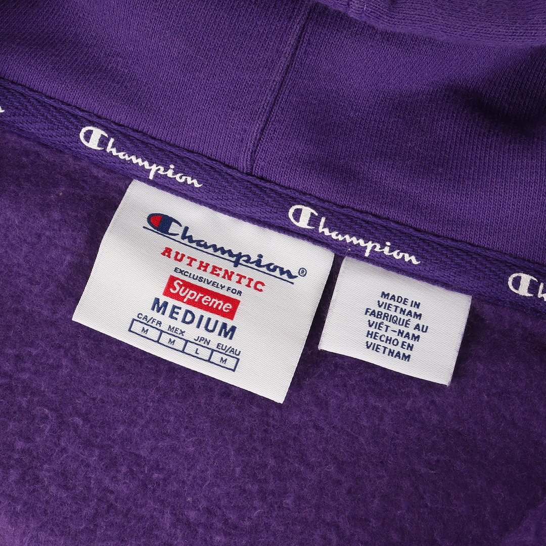Supreme Hoodie Purple Sz: M 24SS Champion Arch Logo Zip Sweatshirt Used BEEG-0 thumbnail 3