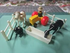 Fisher Price Little People Farm Lot - Tractor- Fence- Trough -Farmer, Vintage,