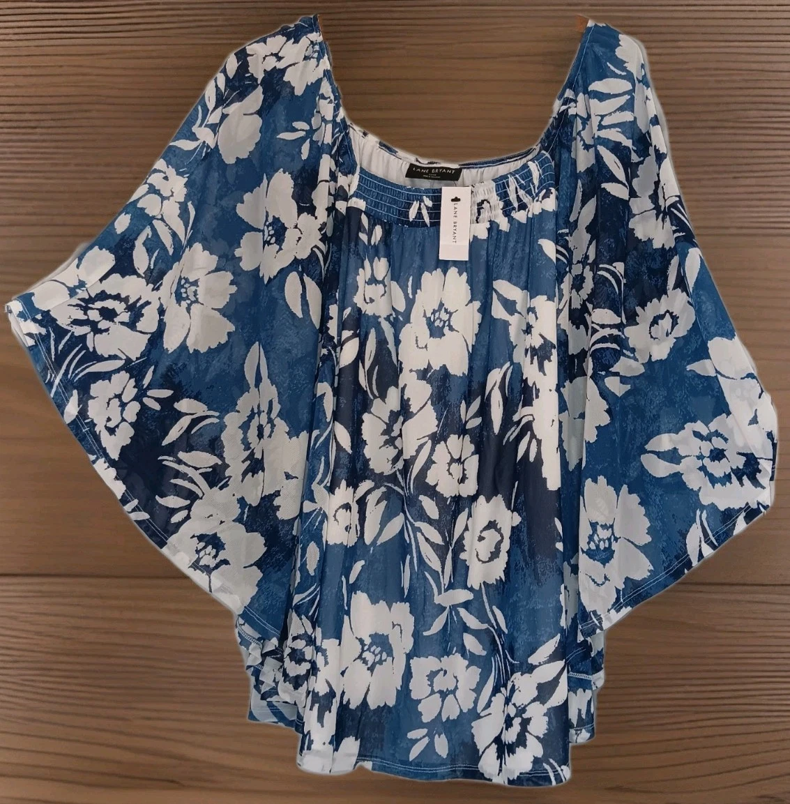 Sheer Floral Poncho Batwing Top Coastal Flowy Resortwear Boho Festival 3X