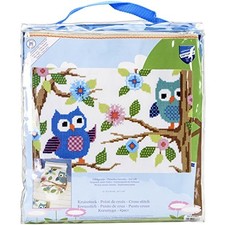 Vervaco Owl Talk Rug Cross Stitch Kit Hand Painted Canvas 29.5 x 19.75