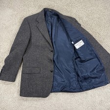 Vintage Harris Tweed Sport Coat Men's 44L Tan Brown Scottish Wool USA Handwoven
