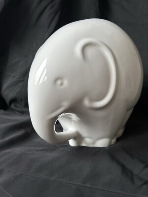 Große weiße Keramik Elefant Figur aus italienischer Form Stockholm, 60er Jahre modern